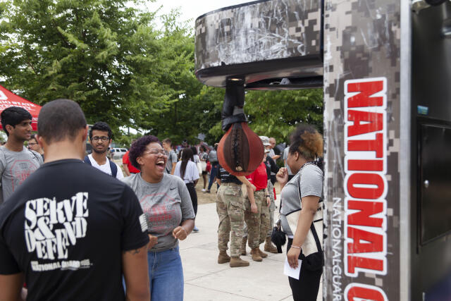 A student using The Grand Slammer at the 2019 Buck-i-Frenzy.
